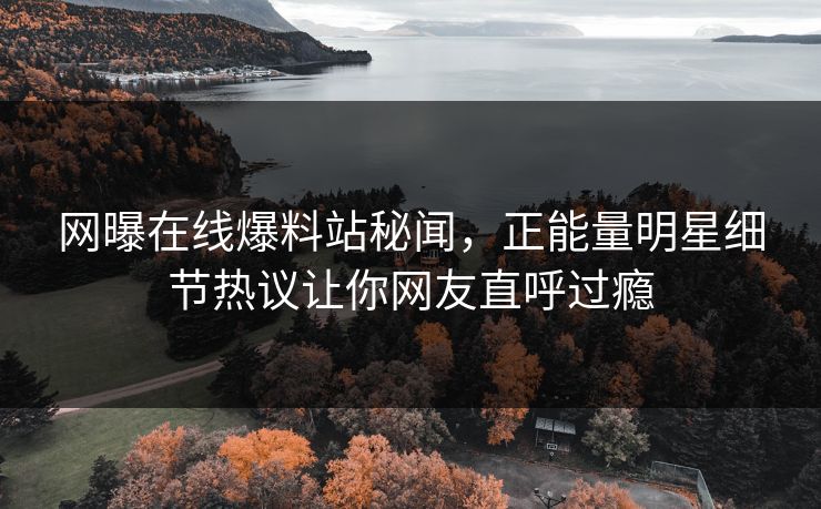 网曝在线爆料站秘闻，正能量明星细节热议让你网友直呼过瘾