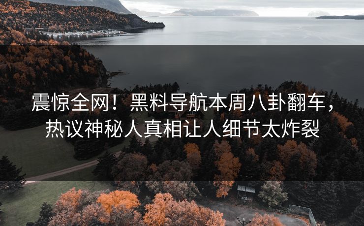震惊全网！黑料导航本周八卦翻车，热议神秘人真相让人细节太炸裂