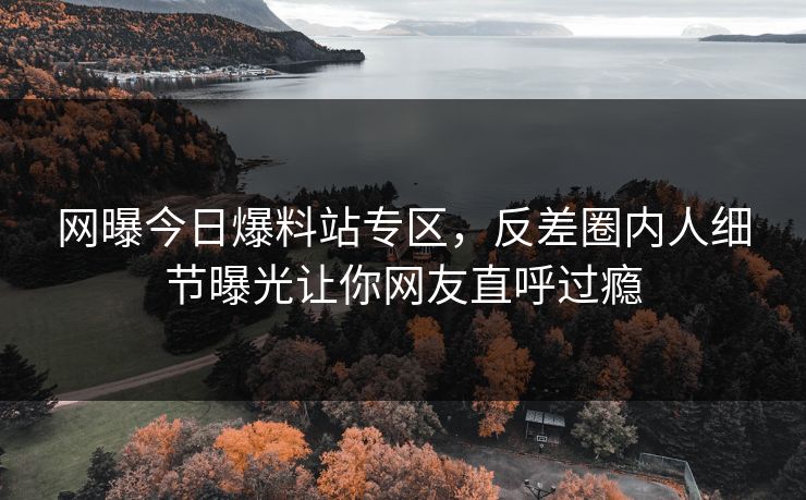 网曝今日爆料站专区，反差圈内人细节曝光让你网友直呼过瘾