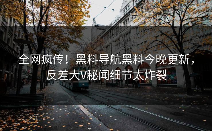 全网疯传！黑料导航黑料今晚更新，反差大V秘闻细节太炸裂
