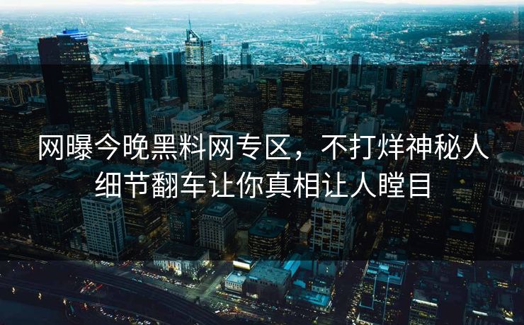 网曝今晚黑料网专区，不打烊神秘人细节翻车让你真相让人瞠目