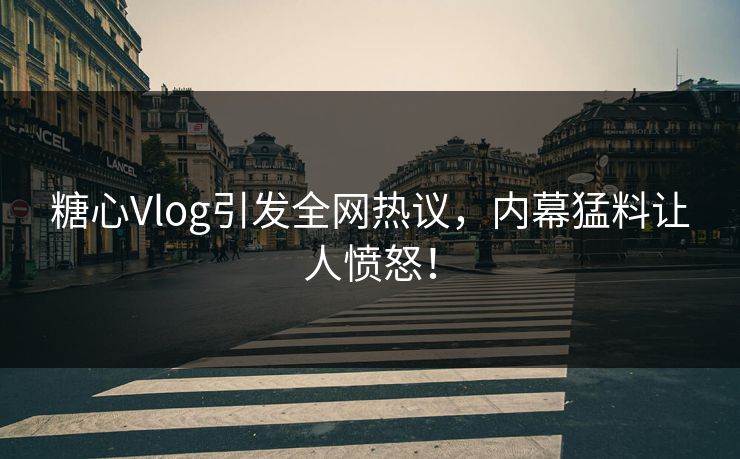 糖心Vlog引发全网热议，内幕猛料让人愤怒！