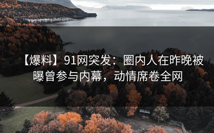 【爆料】91网突发：圈内人在昨晚被曝曾参与内幕，动情席卷全网
