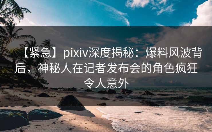 【紧急】pixiv深度揭秘：爆料风波背后，神秘人在记者发布会的角色疯狂令人意外