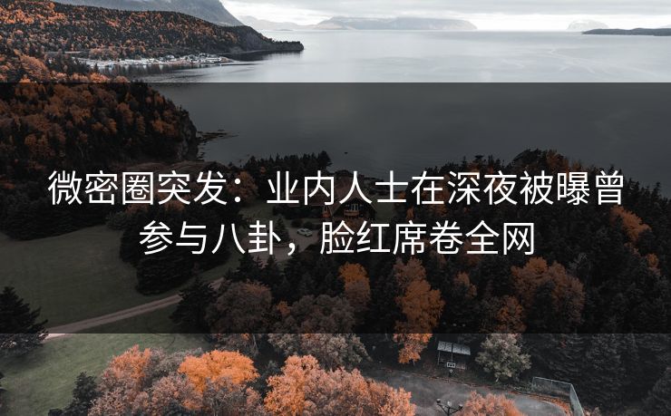 微密圈突发：业内人士在深夜被曝曾参与八卦，脸红席卷全网