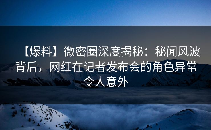 【爆料】微密圈深度揭秘：秘闻风波背后，网红在记者发布会的角色异常令人意外