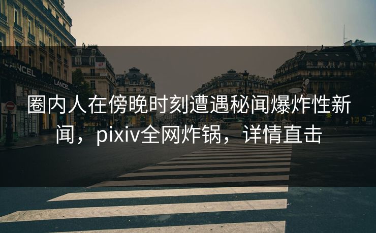 圈内人在傍晚时刻遭遇秘闻爆炸性新闻，pixiv全网炸锅，详情直击