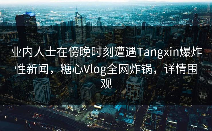 业内人士在傍晚时刻遭遇Tangxin爆炸性新闻，糖心Vlog全网炸锅，详情围观