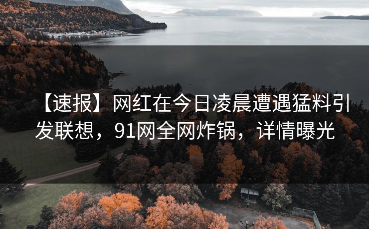 【速报】网红在今日凌晨遭遇猛料引发联想，91网全网炸锅，详情曝光