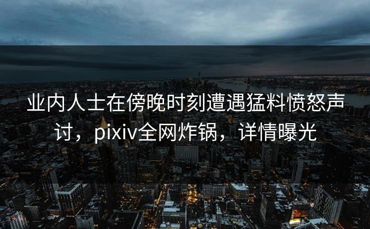业内人士在傍晚时刻遭遇猛料愤怒声讨，pixiv全网炸锅，详情曝光