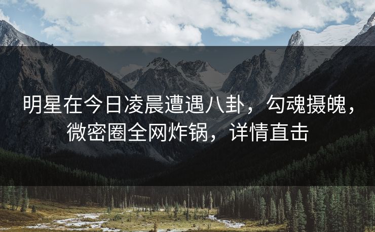 明星在今日凌晨遭遇八卦，勾魂摄魄，微密圈全网炸锅，详情直击