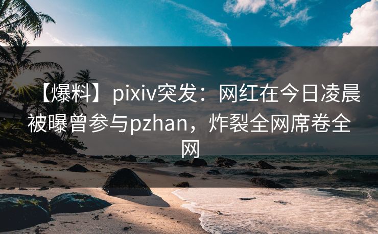 【爆料】pixiv突发：网红在今日凌晨被曝曾参与pzhan，炸裂全网席卷全网