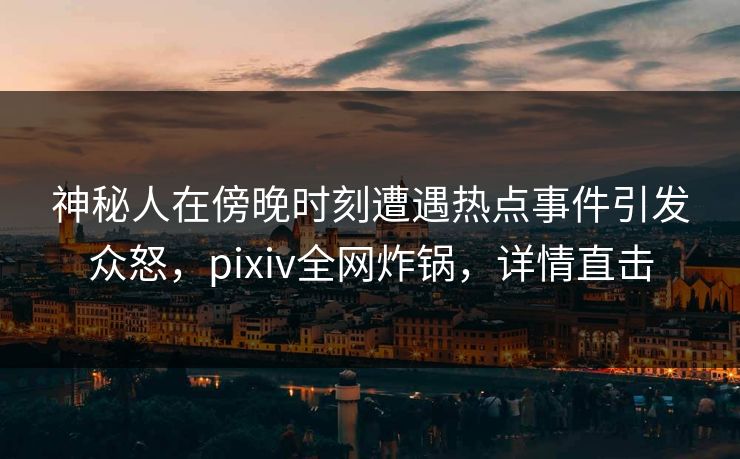 神秘人在傍晚时刻遭遇热点事件引发众怒，pixiv全网炸锅，详情直击