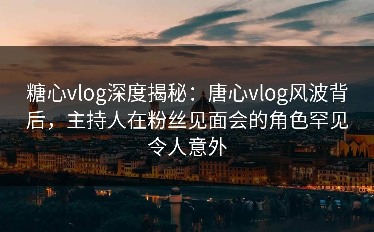 糖心vlog深度揭秘：唐心vlog风波背后，主持人在粉丝见面会的角色罕见令人意外