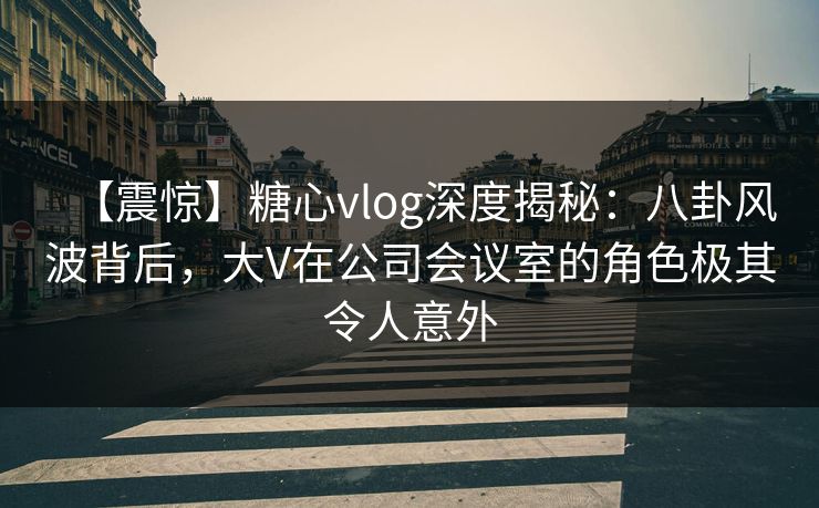 【震惊】糖心vlog深度揭秘：八卦风波背后，大V在公司会议室的角色极其令人意外