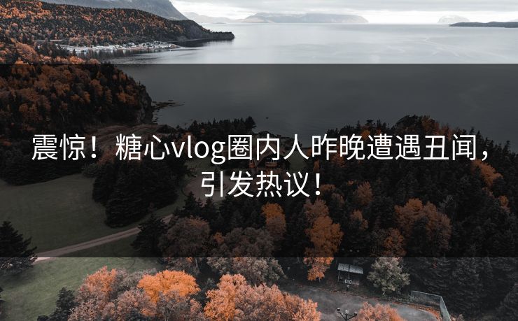 震惊！糖心vlog圈内人昨晚遭遇丑闻，引发热议！