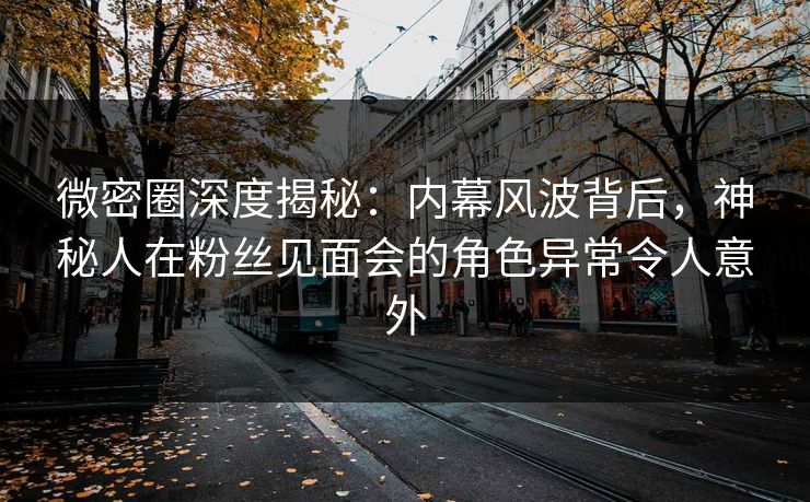 微密圈深度揭秘：内幕风波背后，神秘人在粉丝见面会的角色异常令人意外
