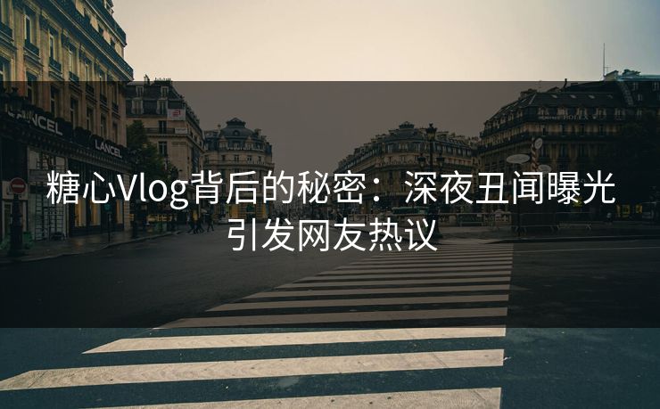 糖心Vlog背后的秘密：深夜丑闻曝光引发网友热议